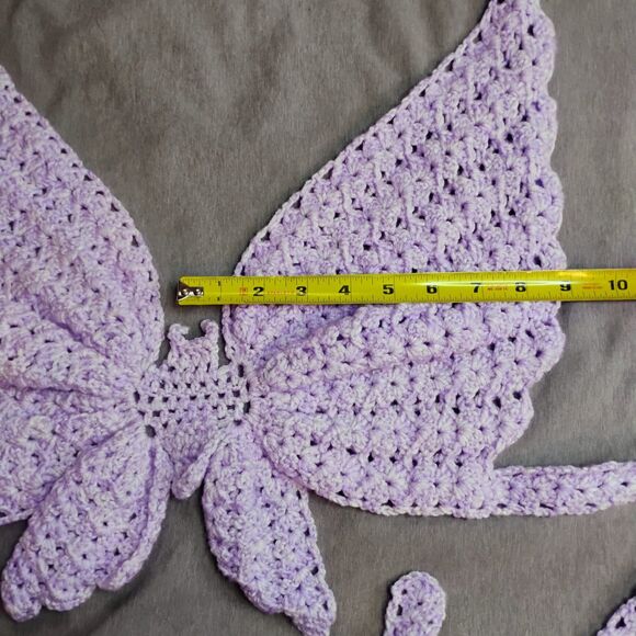 Handmade Crochet Butterfly Crop Top Boho Festival Halter Bralette Purple XS-XL - Picture 12 of 14
